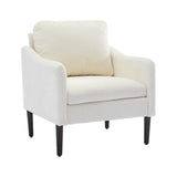 Garvee Cloud-Inspired Comfort Curved Armchair - Mid-Century Modern Accent Chair with Chenille Fabric, Ergonomic Lounge Chair, Single Sofa for Living Room, Bedroom, Office - Beige Chenille