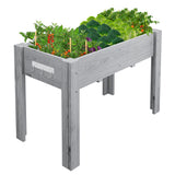 Garvee Grey Wooden Raised Garden Bed with Legs – Ergonomic Elevated Planter Box with Drainage, Liner & Hooks – Sturdy Outdoor Vegetable, Herb & Flower Container – Patio, Backyard, Balcony – 119x76x57cm - Grey