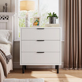 Garvee Modern 3-Drawer Entryway Storage Cabinet Set – Fluted Design Dresser with Metal Legs – Spacious Organizer for Bedroom & Living Room – Easy Assembly – Set of 2 – Color: White