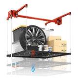 Garvee Hand-Crank Overhead Garage Storage Rack Lift, 4x4 ft, 350 lb Capacity - Height Adjustable Ceiling Storage Shelving w/ Safety Manual Lock, Powder-Coated Steel - Up to 79 in Lift - Orange Top + Black Base - 