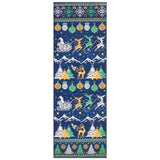 Garvee 2' × 8' Christmas Runner Rug, Washable Non-Slip Holiday Rug with Santa, Reindeer & Snowflake, for Hallway, Kitchen & Entryway, Blue