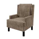 Garvee Mid-Century Modern Wingback Accent Chair – Light Brown Chenille Upholstered Armchair with High Back, Soft Pillow, and Sturdy Wooden Legs – Comfy Chair for Cozy Small Spaces, Study, or Fireside, Light Brown