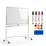 Garvee Magnetic Rolling Whiteboard on Wheels – 48"x32" Portable Dry Erase Board with Stand for Office, Learning Area & Home – White