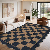 Garvee 3' × 5' Checkerboard Area Rug, Machine Washable Non-Slip Low-Pile Soft Rug for Living Room, Bedroom & Dining Room, Black/Coffee