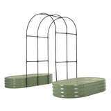 Garvee Modular Arched Garden Trellis System for Raised Beds – 87" Tall Metal Arbor with Climbing Net – Planter Box Support for Flowers, Vegetables & Climbing Plants – Outdoor Landscape Structure – Single Section – Silver