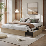 Garvee Bed Frame with 2 Storage Drawers, Wooden Low Profile Bed Frame, No Headboard, Wood Slat Support, Noise Free, No Box Spring Needed, Easy Assembly