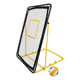 Garvee 4 x 6 FT Multi-Sport Ball Pitching & Passing Trainer Net with Volleyball, 39.7 Lbs Heavy-Duty Ø1.26" Steel Frame Accuracy Net for Volleyball & Basketball (Yellow Base & Central Pocket)