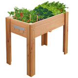 Garvee Sturdy Fir Wood Raised Garden Bed with High Legs & Hooks – Elevated Planter Box for Vegetables, Flowers & Herbs – Drainage Holes, Fabric Liner – Perfect for Patio, Balcony, Backyard – Oak Color, 86.36×45.72×76.2cm - Grey