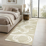Garvee 2' × 6' Abstract Swirl Runner Rug, Machine Washable Non-Slip Low-Pile Rug for Hallway, Kitchen & Entryway, Beige