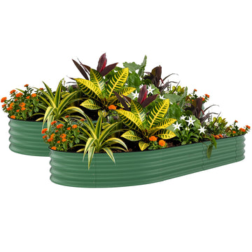 Garvee 2 Pcs Raised Garden Beds Outdoor 10x4x1.5 ft Galvanized Steel Planter Box Green Rust-Resistant Easy Assembly