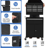 Garvee 5-Drawer Rolling Tool Chest & Cabinet - 2-in-1 Detachable Top Tool Box, Lockable Steel Tool Storage Cart with Wheels, Drawer Liners & Hooks for Garage & Workshop - Color: Red + Black - Red + Black