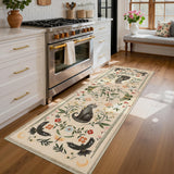 Garvee Washable Non-Slip Runner Rug – Soft Low Pile, Gothic Cat & Floral Area Carpet, Mark Resistant for Kitchen, Hallway, Entryway, Bedroom – Camel, 2x6ft (61x183cm), USA - Gothic Cat|Camel