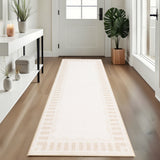 Garvee 2' x 6' Modern Neutral Runner Rug, Machine Washable Non-Slip Low-Pile Stain-Resistant Rug for Hallway, Kitchen, Entryway & Bedroom, Beige