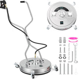 Garvee 21" Stainless Steel Pressure Washer Surface Cleaner with 4 Wheels & Dual Handles - Heavy Duty Ground Cleaning Attachment for Patios, Driveways, Decks, Sidewalks - Efficient Outdoor Tool - Silver