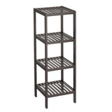 Garvee Space-Saving 4-Tier Wooden Corner Shelf, Freestanding Narrow Floor Standing Storage Rack with Slatted Shelves for Bathroom/Kitchen/Bedroom, Towel & Plant Stand, 13 x 13 x 38.5 in - Walnut, 4 Layers