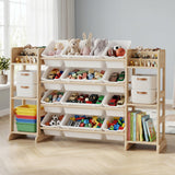 Garvee Spacious Toy Storage Organizer for Kids – 12 Removable Bins & 6 Open Shelves – Solid Wood Bookshelf Cabinet – Multi-Compartment Storage Unit for Playroom, Bedroom, Nursery – Color: White