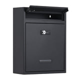 Garvee Wall-Mount Mailbox 16 In, Combination Lock Locking Metal Outdoor Post Box, Large Capacity, Rust-Resistant Weatherproof, For House Office Apartment, Black