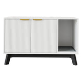 Garvee Modern Cat Litter Box Enclosure Furniture - 39" Hidden Cat House with Litter Mat and Ventilated Holes - Side End Table for Living Room - Discreet Cat Litter Cabinet - Color: White