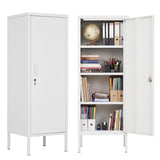 Garvee Lockable Steel Locker Storage Cabinet, 4-Tier with 3 Adjustable Shelves, 2 Keys, Secure Employee Office/School Storage - White - Height 47.24" (Three Shelves)