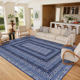 Garvee Modern Bordered 5x7 Area Rug Non Slip Washable Ultra Thin Soft Low Pile Geometric Pattern Living Room Bedroom Office