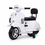 Garvee Officially Licensed Vespa Kids Electric Ride On Car, 6V Battery Powered 4-Wheel Scooter – Headlight – Backrest – Training Wheels – Durable PP – Anti-Rollover – Ride-On Toy for Toddlers, White