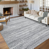 Garvee 9' × 12' Modern Washable Area Rug, Machine Washable Non-Slip Low-Pile Soft Rug for Living Room, Bedroom & Dining Room, Gray
