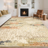 Garvee 8' × 10' Modern Abstract Distressed Area Rug, Washable Non-Slip Low-Pile Soft Rug for Living Room, Bedroom & Dining Room, Camel