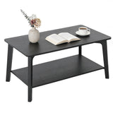 Garvee Modern 2-Tier Coffee Table with Storage Shelf – Curved Edges – Tapered Legs – Sturdy Centerpiece for Living Room – Easy Assembly – 21.7 x 39.4 x 17.7 Inches – Color: Black