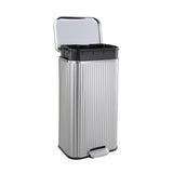 Garvee Stainless Steel Kitchen Trash Can 30L – Soft-Close Step Lid, Fluted Removable Inner Bucket, Fingerprint-Proof, Modern Rectangular Waste Bin for Home, Office – 35×29×61.5cm (30L stainless steel color 35*29*61.5cm)