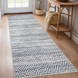 Garvee 2' × 6' Chevron Runner Rug, Machine Washable Non-Slip Low-Pile Rug for Hallway, Kitchen & Entryway, Gray