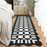 Garvee 2' × 6' Scalloped Checkerboard Runner Rug, Machine Washable Non-Slip Low-Pile Rug for Hallway, Kitchen & Entryway, Black