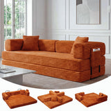 Garvee 5-in-1 Convertible Sofa Bed 80.7”Bed Couch with Storage Pocket – No Assembly Required Folding Corduroy Couch, 4 Pre-Shaped Frames & 2 Pillows, Space-Saving for Living Room Bedroom Apartment Dorm