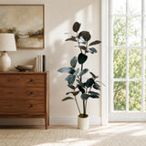 Garvee Realistic Faux Ficus Rubber Tree, 6ft Artificial Indoor Floor Plant with Pot - Lifelike Leaves & small limbs - Low-Maintenance Home/Office Living Room Decor - 6ft - 6Ft