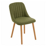 Garvee Modern Upholstered Dining Chairs Set of 2, Fabric Kitchen & Dining Room Side Chairs - Ergonomic Back Support - Mark-Resistant Easy-Clean Seat - 300 lb Capacity - Solid Rubberwood Legs - 2-Piece Set | Wooden Legs | Green
