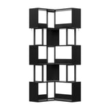 Garvee Space-Saving L-Shaped 6-Tier Corner Bookshelf – Tall Freestanding Metal & Wood Storage Rack with Baffle – Modern Industrial Display Shelf for Living Room, Bedroom, Home Office – Black - Black