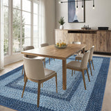 Garvee Modern Gray-Blue Washable Area Rug for Living Room - Soft Low Pile Non-Slip Braided Print Carpet - Collapsible, Easy Care - Bedroom, Nursery, Dining, Office - 5x7ft (152x213cm), USA Spec - Blue