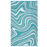 Garvee Waterproof Reversible Outdoor Patio Rug – Modern Minimalist UV Resistant Plastic Straw Mat – Easy Clean for RV, Deck, Garden – 10x20ft – Lake Green/Light Blue/White - Lake Green / Light Blue / White