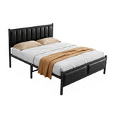 Garvee Modern Sturdy Metal Bed Frame Full Size Platform with Headboard - Durable Steel for Bedroom - Minimalist Design - Black Double Bed 197×140×96 cm