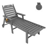 Garvee Wood-Grain HDPE Patio Lounge Chair, 5-Position Adjustable Backrest, Weather-Resistant Poolside Sun Lounger, 304 Stainless Hardware - Gray / 304 hardware 1905*565*435 - Gray