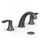 Garvee Widespread Bathroom basin Faucet, 8 in 3-Hole Double Handle Basin Mixer Tap - Matte Black Finish - Includes Pop-Up Drain & Stainless Steel Braided Hose - Leak-Free Ceramic Cartridge, Easy Installation - Color: Matt black PPA water channel