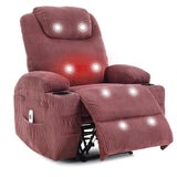 Garvee manual Recliner Chair with Massage and Heat, Ultra-Comfortable 135° Adjustable Reclining Sofa for Living Room & Bedroom, with Cup Holders & Pockets, Corduroy Pink - Pink