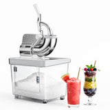 Garvee Commercial Electric Ice Crusher & Shaved Ice Machine, 750 lb/hr Snow Cone Maker, 350W 2000 RPM, 4 Stainless Steel Blades, 8.98 Gal container container, Safety On/Off Switch - Silver - Silver