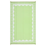Garvee Reversible Waterproof Outdoor Area Rug - Modern Scalloped Edge - UV Resistant, Easy Clean, Durable Plastic Straw Mat for Patio, Deck, RV, Camping - Light Green/White, 9x12ft, USA Spec - Gray-White