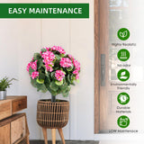 Garvee Set of 2 Artificial Topiary Ball Trees with Ground Spikes - PE Faux Plants with Metal Stakes for Indoor/Outdoor Garden Patio Decor - Pink Begonia, 55x35cm, 2 Pink Flowers Silk Cloth PZD-1-278 - Pink Begonia 2