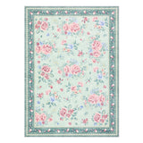 Garvee Vintage Rose Floral Area Rug – Washable, Soft, Non-Slip, Low Pile Carpet for Living Room, Bedroom, Nursery, Farmhouse, Easy Clean – Size: 8x10ft (244x305cm), Green - Grey