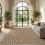 Garvee 5' × 7' Abstract Easy Jute Area Rug, Washable Non-Slip Indoor Outdoor Rug for Living Room, Patio, Dining Room & Backyard, Brown/Natural
