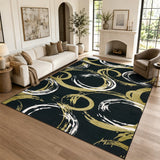 Garvee 8' × 10' Modern Abstract Geometric Area Rug, Machine Washable Non-Slip Low-Pile Stain-Resistant Rug for Living Room & Bedroom, Black