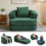Garvee Folding Sofa Bed with Backrest & Handle, 3-in-1 Convertible Bean Bag Chair to Floor Sofa Lounger, Boneless Fold Out Couch Bed with Handle Comfy Fold Out Couch for Bedroom and Living Room, Green