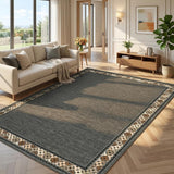 Garvee 10' × 13' Southwestern Tribal Bordered Area Rug, Brown, Washable Soft Low-Pile with Non-Slip Backing for Living Room, Bedroom & Dining Room