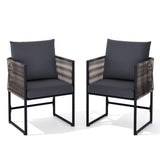 Garvee Durable Black PE Rattan Patio Dining Chairs Set with Cushions – Weather-Resistant Outdoor Garden Bistro Furniture for Balcony – Set of 2, Two black ones per box - Black